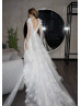 Beaded V Neck Ivory Lace Boho Wedding Dress